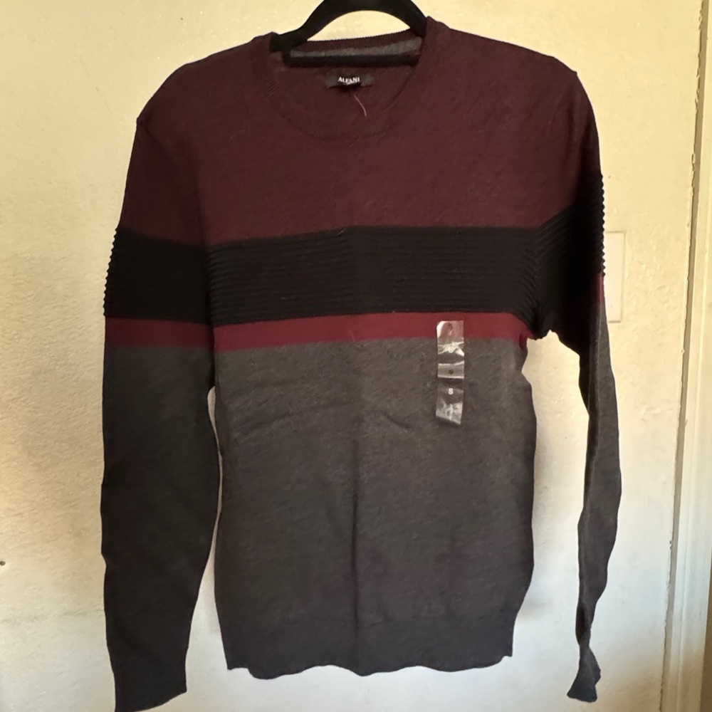 NWT Alfani Men's Burgundy and Gray Sweater